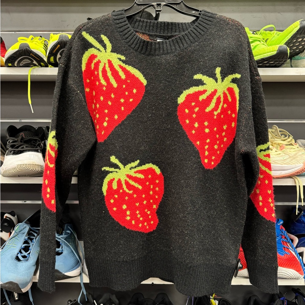 FOREVER 21 STRAWBERRY PATCH GRAPHIC SWEATER SMALL - Picture 2 of 4
